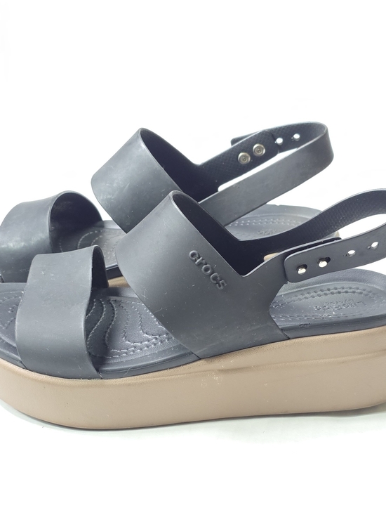 CROCS Shoes - CROCS Black Sandal with Tan Platform Sole